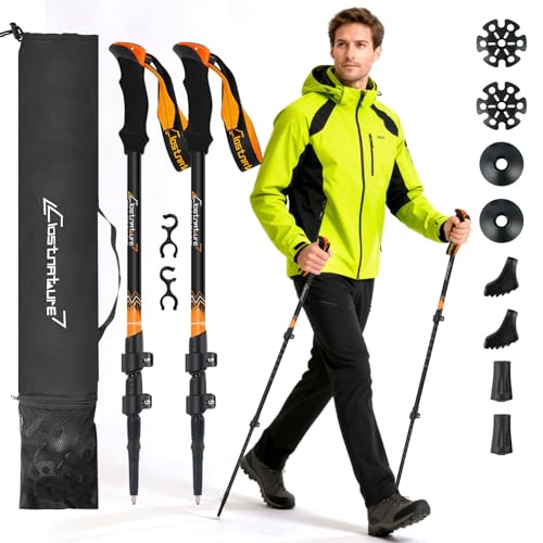 Clostnature Trekking Poles for Hiking – Collapsible Lightweight Hiking Poles, 2 Pack Aluminum Walking Sticks for Women, Me...