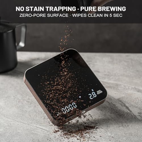 KitchenTour CaféMetric Coffee Scale with Timer 0.1g/2000g - Precision Small Scale for Espresso & Pour Over - Mini Scale wi...