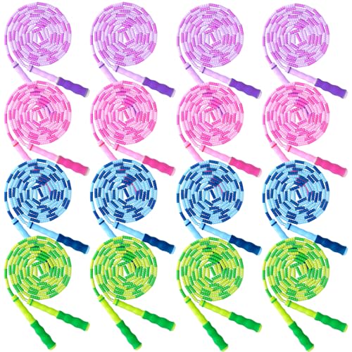 16 Pack Jump Ropes for Adults Kids, 9.2 Feet Adjustable Length Free Segmented Skipping Rope Bulk Soft Beaded Jumping Ropes...
