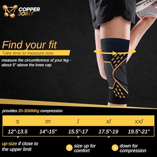 CopperJoint Knee Brace Women/Men -Copper Compression Knee Sleeves for Men, Knee Support Brace for Workout, Compression Sle...