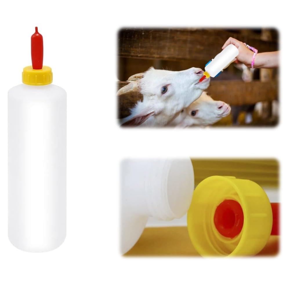 6Pcs Goat Feeding Bottles 400 ml/13.5 oz and 12 Nipples, Lamb and Kid Bottle, Livestock Baby Bottle for Sheep,Lamb,Calf and Other Mammal Feeding Bottles