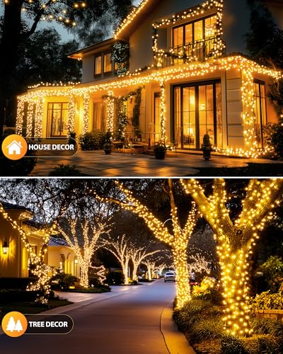 Brightown 2 Pack Solar String Lights Outdoor Waterproof, 92Ft 240 LED Solar Lights Outdoor with 8 Modes, Outdoor Light Sol...