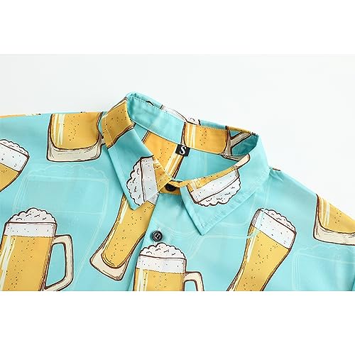 Spanoous Mens Hawaiian Shirts and Shorts Set Funny Hawaiian Shirts for Men Beach Outfits Sets with Bucket Hats