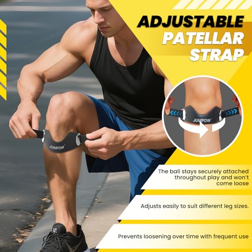JUMPOW Silicone Patellar Tendon Support Strap - 2 Pack Adjustable Non-Slip Patella Band Stabilizer Knee Brace for Hiking, ...