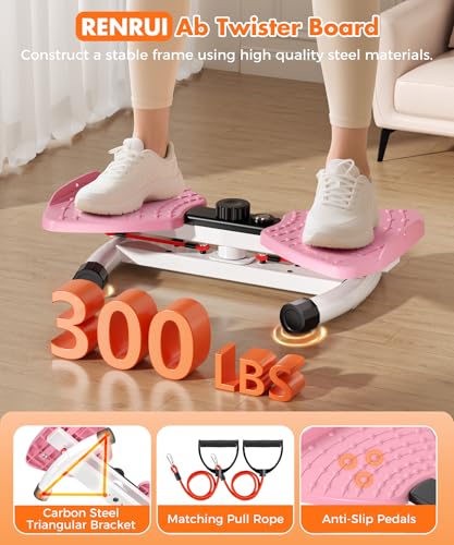 RENRUI Waist Twister Machine Exercise Fitness Tool, Ab Twister Board with the Smart LED Digital Monitor, 300lbS Capacity &...