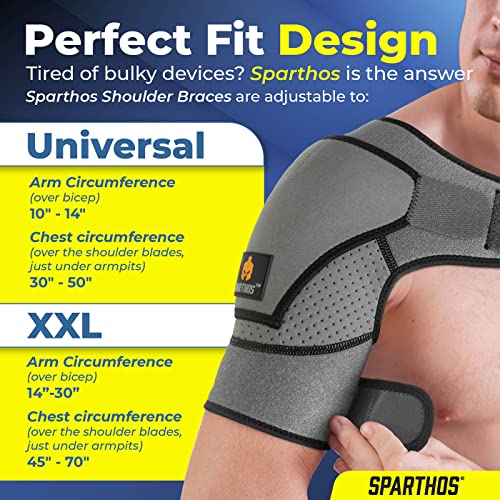 Sparthos Shoulder Brace - Adjustable Support Sleeve for Torn Rotator Cuff, AC Joint Relief, Shoulder Stability & Compressi...