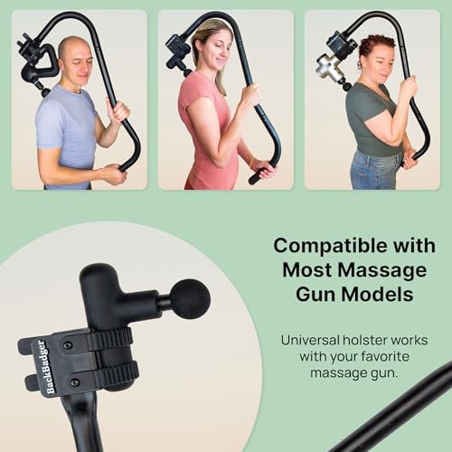 Ninefold Design BackBadger Percussive Massage Gun Holder for Back, Compatible with Most Massage Guns, for Hard to Reach Ar...