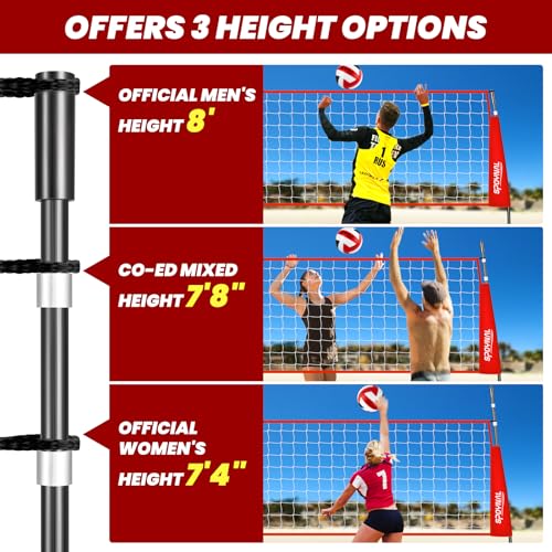 12FT/20FT Portable Volleyball Net Volleyball Net for Backyard Freestanding Volleyball Practice Net Outdoor Indoor Volleyba...