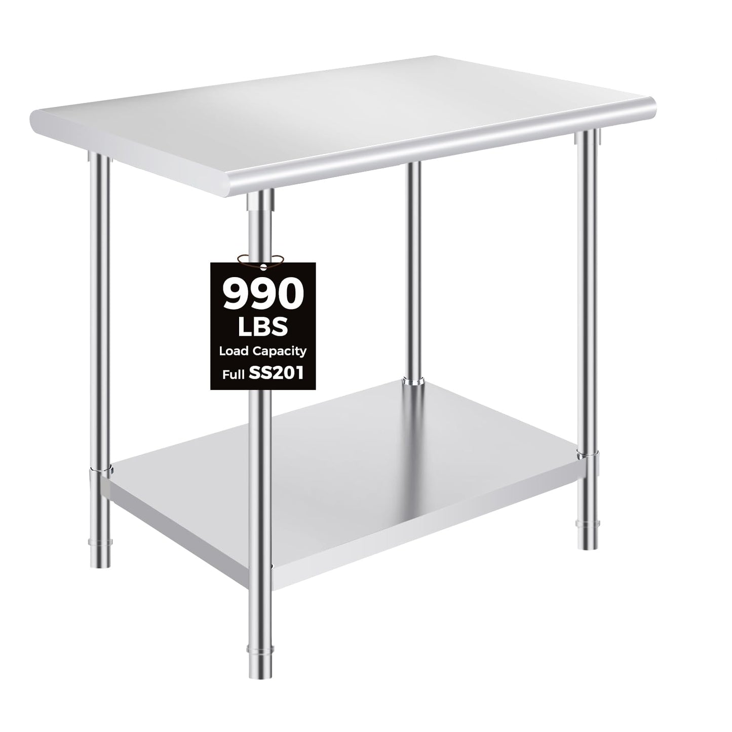 OSTBA Stainless Steel Table for Prep & Work 24x36 Inches, NSF Metal Commercial Heavy Duty Table with Adjustable Undershelf and Adjustable Foot for Restaurant Kitchen Home and Hotel