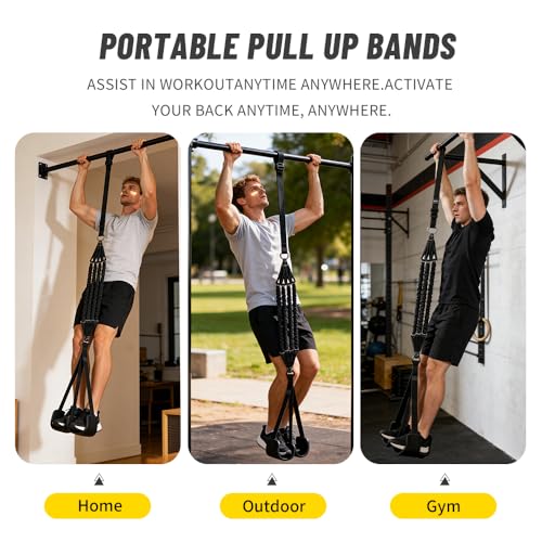 Foxellent Pull Up Assistance Bands (75-300 lbs), Adjustable Resistance Bands for Pull Up Bar with 4 Elastic Tubes & Dual F...