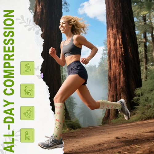 Compression Socks for Women & Men 6 Pairs,20-30mmhg Knee High Compression Socks for Running,Athletic,Travel