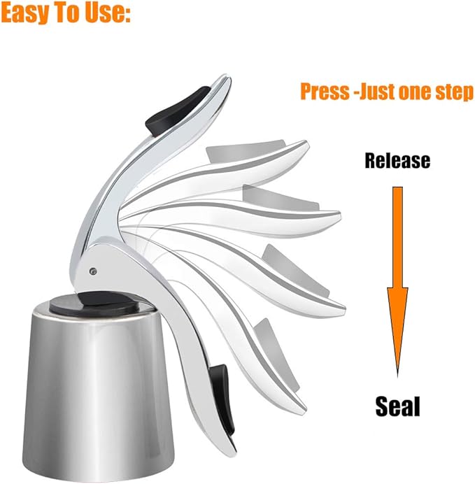 3 Pack Stainless Steel Wine Stoppers, Reusable Wine Bottle Stopper Sealer with Silicone Plug, Beverage and Wine to Keep Fresh, Ideal Gift for Wine Lover