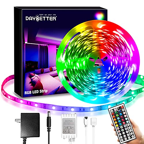DAYBETTER SMD 5050 Remote Control Led Strip Lights 20ft, RGB Color Changing Led Strip with Remote Control for Room, Bedroo...