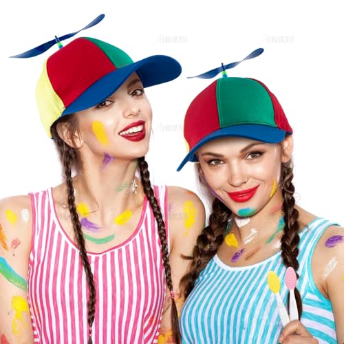 AUEAR, Detachable Adult Propeller Hat Baseball Cap Rainbow Top Hat Brightly Rainbow
