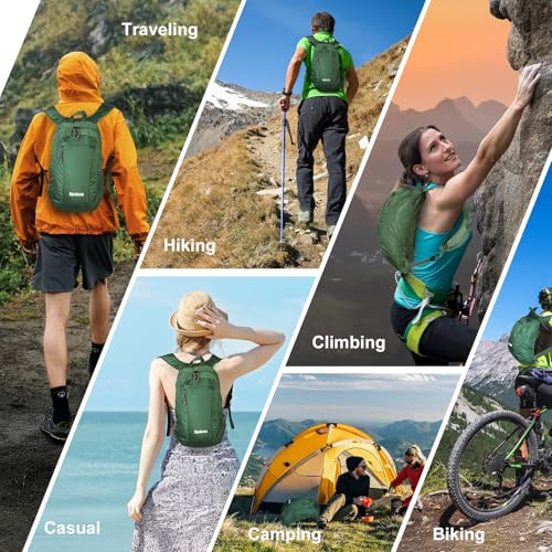 EgoNova 12L Ultralight & Thin Packable Daypack, Small Foldable Hiking Backpack Travel Bag, Water Resistant Day Pack for Me...
