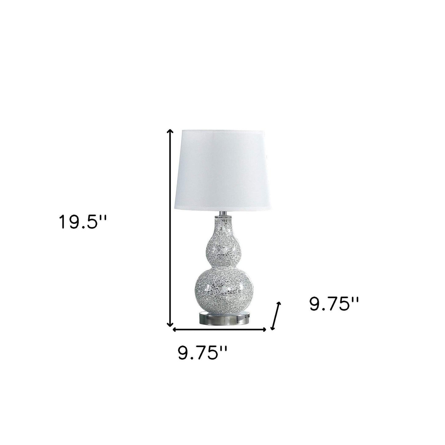 Homeroots Mirrored  le Glass Mosaic Table Lamp, 20 In., Silver
