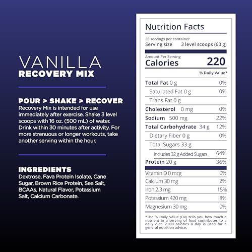 Tailwind Nutrition Recovery Mix, 20 Grams Complete Protein, Carbohydrates, and Electrolytes Powder Drink Mix for Post-Work...