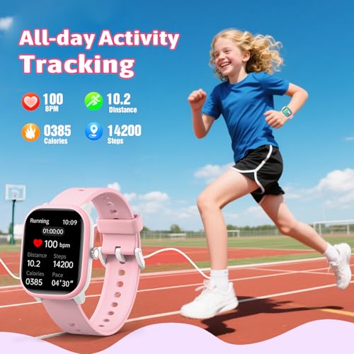 Fikami Smart Watch for Kids Girls Boys No APP/Phone Needed, 1.8" IP68 Waterproof Sport Kids Watch Pedometer, Heart Rate, S...