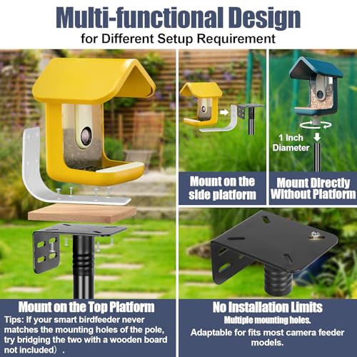 Gtongoko Smart Bird Feeder Pole 1-Inch Dia 79 Inch Bluebird House Pole for Outdoors Weather Station Heavy Duty Metal Mount...