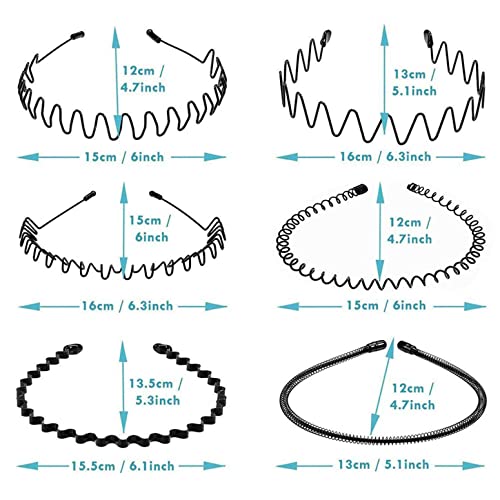 KELUBATU Metal Headbands for Men Fashion Headband for Women, Unisex Wavy Hair Bands Outdoor Sports Head Bands Simple Elast...