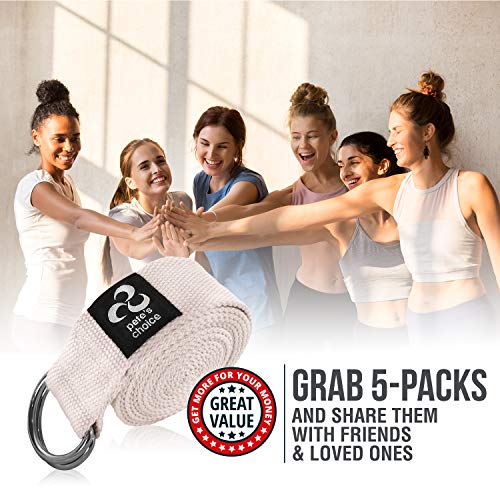 2-PACK or 5-PACK Yoga Exercise Adjustable Straps 8Ft | BONUS eBook | with Durable D-Ring For Pilates & Gym Workouts | Hold...