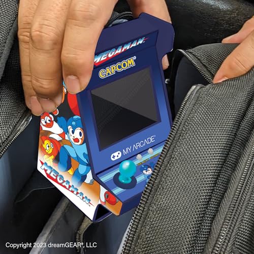 MY ARCADE Mega-Man Pico Player: 3.7" Portable Tiny Arcade Video Game with 6 Retro Games, 2" Screen Color Display, Small