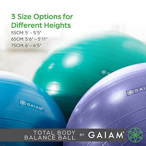 Gaiam Exercise Ball, Total Body Anti-Burst Balance Ball with Textured Grip, For Core Strength, Pregnancy Exercises, Yoga &...