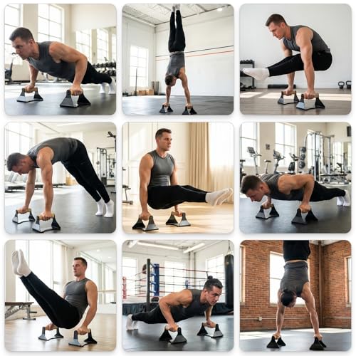 Rocalt Parallettes Push Up Handles - Push Up Board with Ergonomic Wooden Handles & Heavy-Duty Steel, Strength Training Pus...