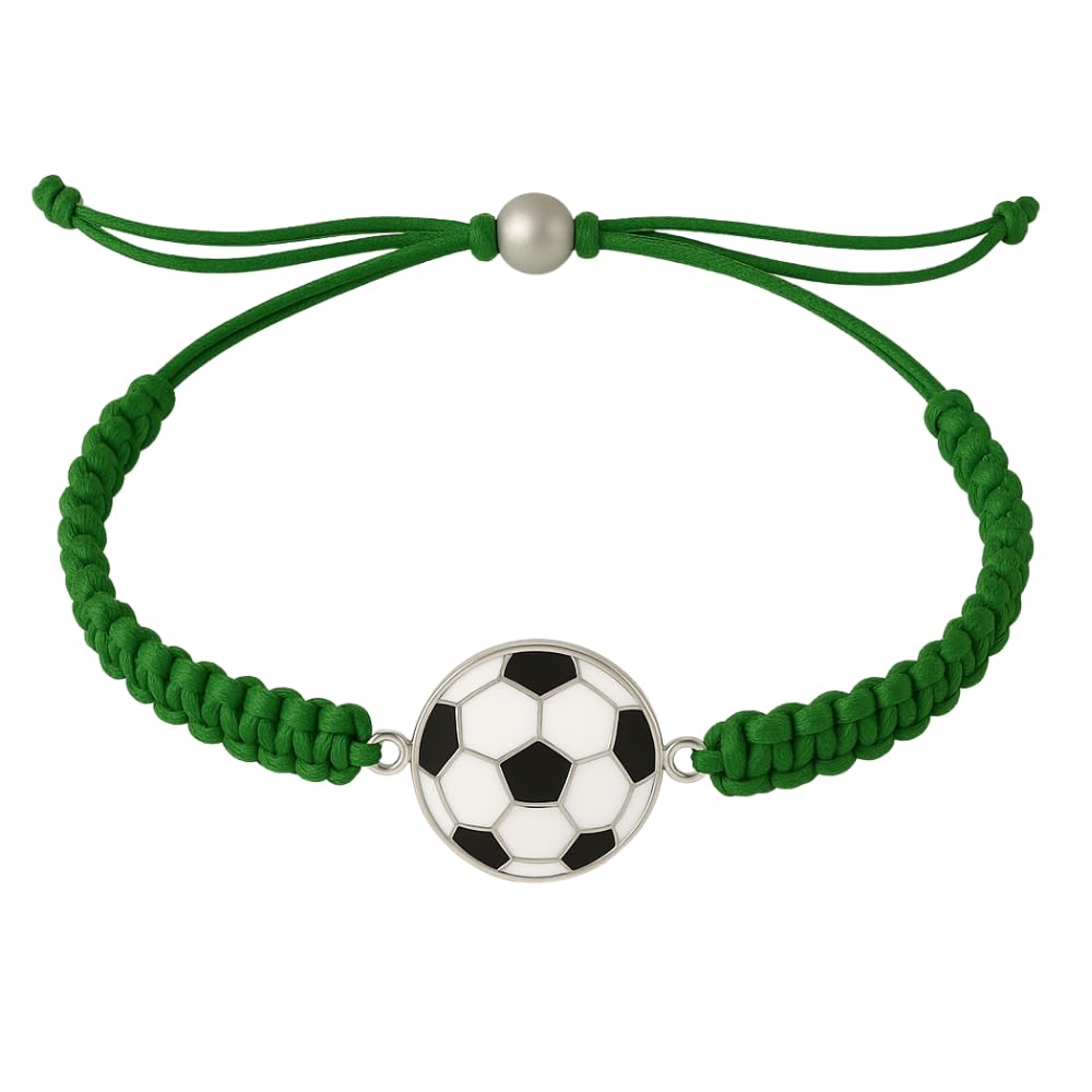 Soccer Bracelet, Adjustable Unisex Soccer Jewelry Paracord Wristband - Sports Gift for Players and Fans (Green)