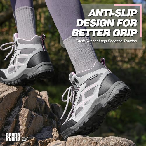 R CORD Womens Hiking Boots Waterproof Mid-Cut Hiking Boots Womens Non-Slip Hiking shoes Outdoor Trekking Camping Trail Out...