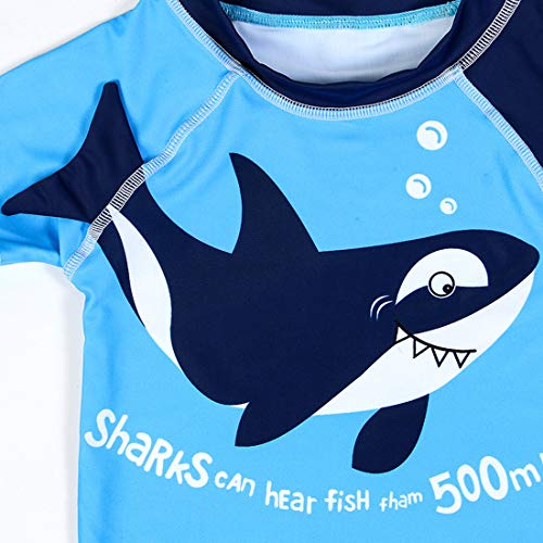 Baby Toddler Boys Two Pieces Swimsuit Set Shark Bathing Suit Rash Guards Swimwear with Hat UPF 50+