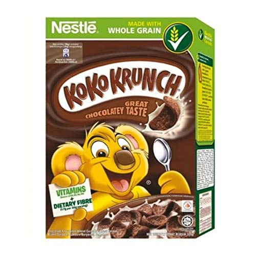 Koko Krunch Breakfast Cereal - Chocolate Wheat Curls, 300g Box, Brown, Malaysia Version