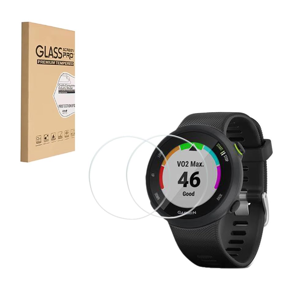 Screen Protector For Garmin Forerunner 55 45 45S Smartwatch Tempered Glass Film, 9H Hardness,Anti-Scratch,High Definition,Bubble