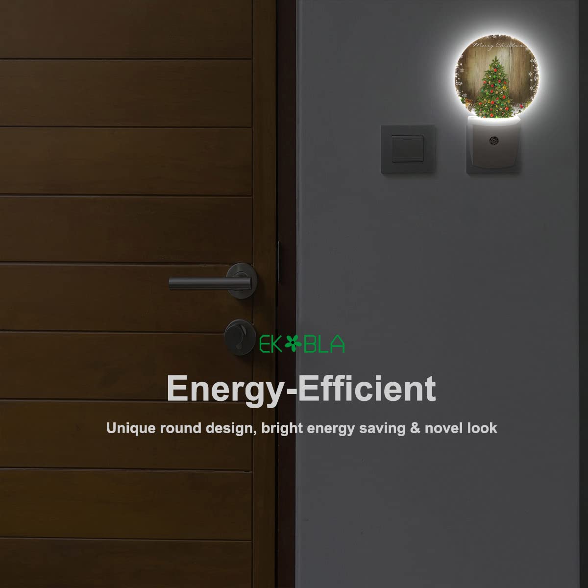 Ekobla Winter Green Christmas Tree Night Lights Plug Into Wall Holiday Presents Gift Boxes Snowflakes Plug-In Nightlights Auto Sensor Led Dusk To Dawn Light For Boys Girls Men Women