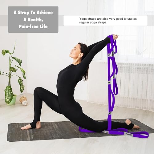 LXLOVESM Stretching Strap Yoga Strap with 10 Loops, Non-Elastic Stretch Band for Physical Therapy, Flexibility, Exercise, ...