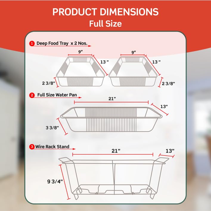 Disposable Chafing Dish Buffet Set - Large Full Size (33 pcs) – Catering Food Warmers with Half-Sized Serving Pans, Covers, Racks, Utensils & Fuel Cans - Perfect for Buffets, Parties & Food Serving