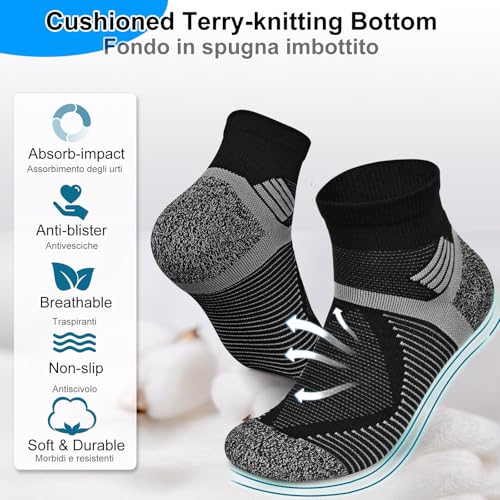 HIKERHEAVENLAR Compression Quarter Hiking Sports Socks Men Women Walking Running Cycling Socks Cushion Fast-drying Breathable