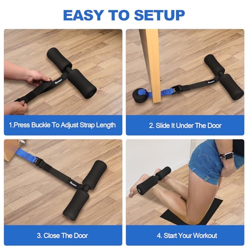 Bosaen Nordic Hamstring Curl Strap, Upgraded Stability Nordic Curl Strap with Strong & Non-Slip Metal Buckle for Hamstring...