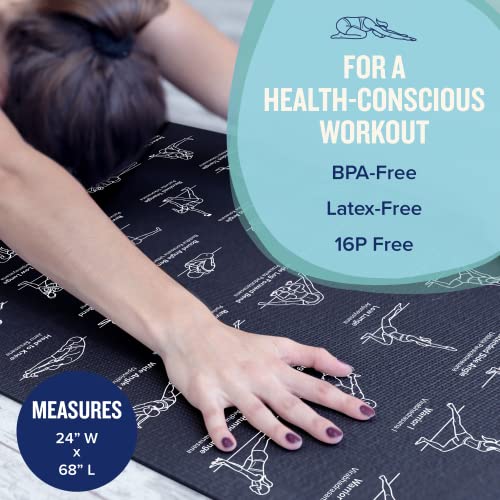 NewMe Fitness Yoga Mat for Women and Men - Large, 5mm Thick, 68 Inch Long, Non Slip Exercise Mats w/ 70 Printed Yoga Poses...