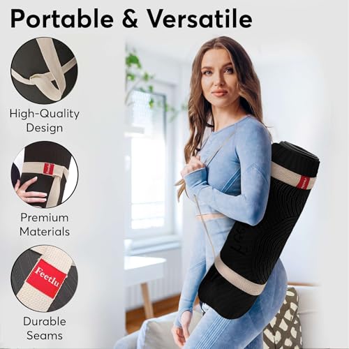 Feetlu Extra Thick 12mm Exercise Mat – Non-Slip, Joint-Friendly & Cushioned Fitness Mat for Yoga, Pilates & Floor Workouts...