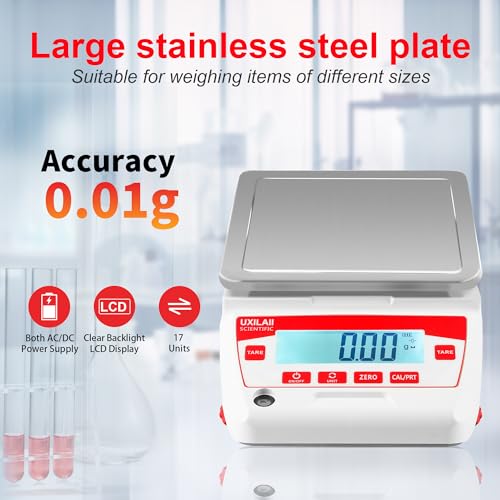 UXILAII SCIENTIFIC Lab Scale 5000g x 0.01g High Precision Electronic Analytical Balance 0.01g Accuracy Laboratory Balance ...