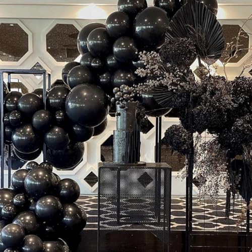 PartyWoo Black Balloons 100 pcs 12 Inch Latex Helium Matte Black Balloons for Baby Shower Birthday Graduation Casino Gamin...