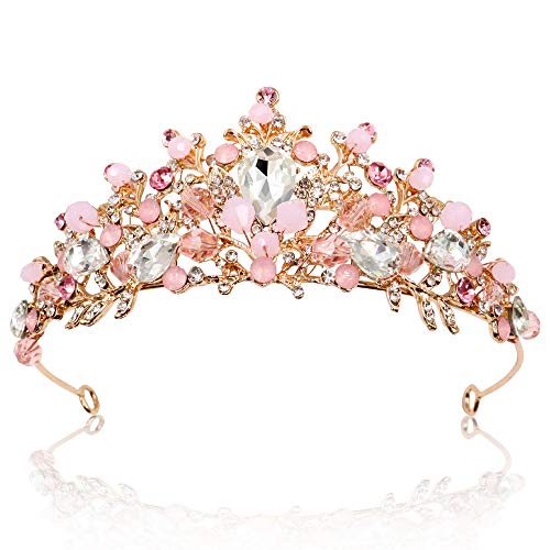 NODG Rose Gold Tiaras and Crowns for Women Pink Crystal Wedding Tiaras for Women Birthday Party Headbands Prom Pageant Tia...