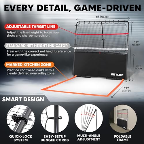 Pickleball Rebounder Training Aid, Adjustable Angle Easy Setup & Storage - Perfect Your Forehands Backhands Dinks Volleys ...