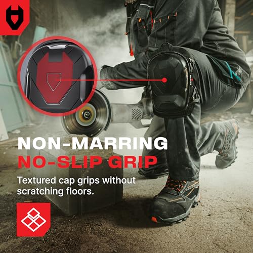 NoCry Professional Construction Knee Pads for Men and Women with Non-Slip Heavy Duty Cap and Ankle Support — Thick Foam an...