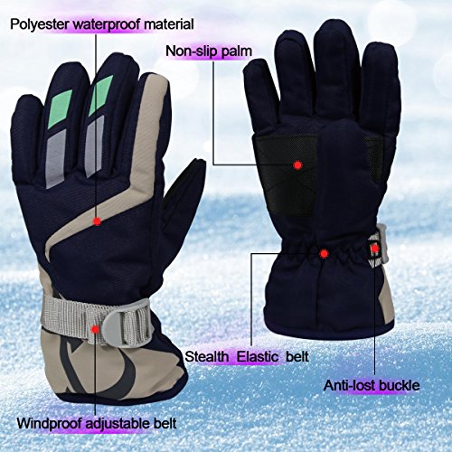 YR.Lover Children Ski Gloves Winter Warm Outdoor Riding Thickening Gloves(2-4Y)