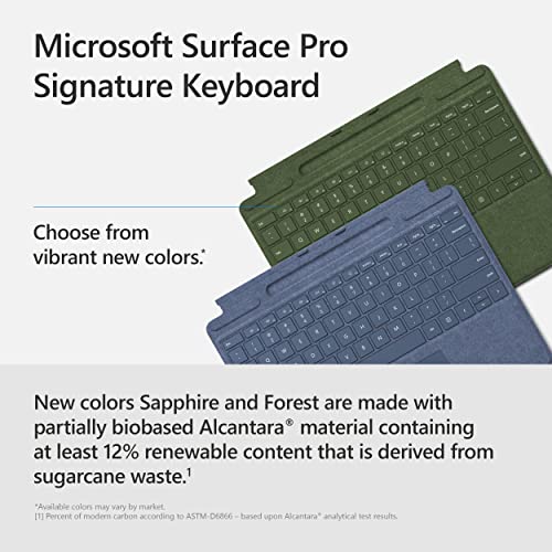 Microsoft Surface Pro Signature Keyboard, Backlit Keys And Large Trackpad, Durable And Smooth Alcantara Material, Forest Colour