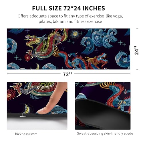 nuveti Yoga Mat Print Extra Thick TPE Non Slip Fitness Exercise Mat with Carrying Bag,72"x24" Extra Thick 6MM Exercise & W...
