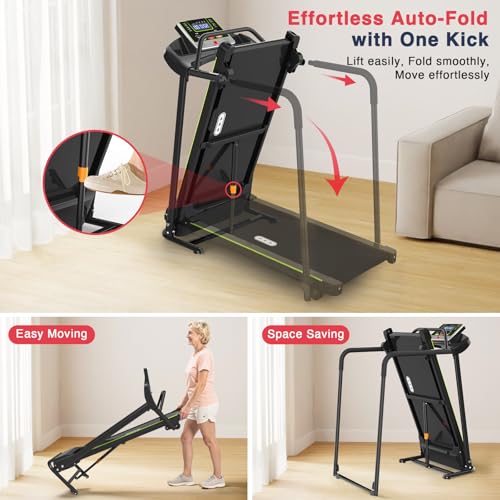 Redliro Treadmill for Seniors Slow Walking - 0.3mph Start, Front & Long Handrails - Foldable Recovery Flat Treadmill for E...