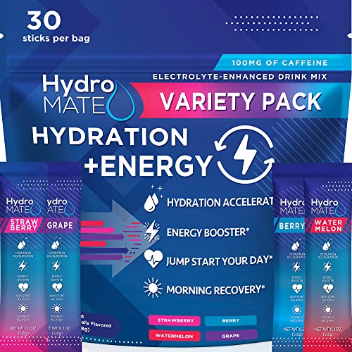 HydroMATE Electrolytes Powder Drink Mix Packets Hydration Accelerator Low Sugar Party Favors for Rapid Recovery Vitamin C ...
